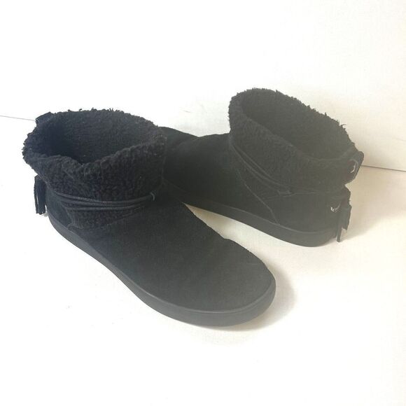 Koolaburra By Ugg Women 8 Black Suede Faux Fur Ankle Boot Casual Comfort Pull On - Picture 4 of 11